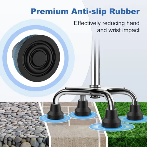 Vista 4 de YF Quad Cane Tips (4-Pack) – Heavy Duty 1/2 Inch Replacement Rubber Foot – Non-Slip Base/End for Extra Stability – Durable Accessories for Walking
