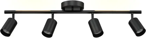 Vista 3 de GLOBE Electric 64000166 30" Iluminación de pista de 4 luces con tira de luz nocturna integrada LED de 7 W, negro mate, cabezales de pista