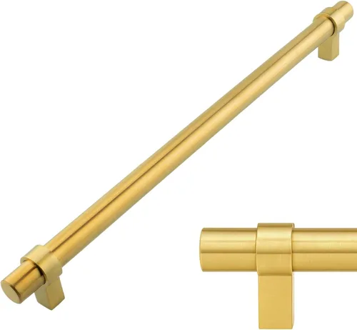 Vista 10 de Modket Paquete de 1 manija estilo barra europea de oro cepillado para gabinete de acero inoxidable 304 de 2 pulgadas