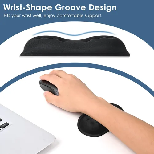 Vista 4 de VANKEY Reposamuñecas para ratón, almohadilla de escritorio para ratón, cómodo soporte de muñeca para ratón de computadora, reposamuñecas ergonómico