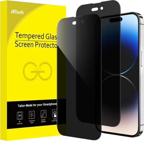 Vista 9 de JETech Protector de pantalla de privacidad para iPhone 14 Plus, paquete de 2 Vidrio templado de cobertura completa, protección de borde a borde