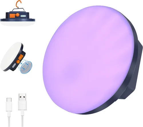 Vista 10 de IODOO Luz de campamento recargable de 10000 mAh con control remoto, bandera de Estados Unidos, luz de bandera estadounidense para acampar al aire
