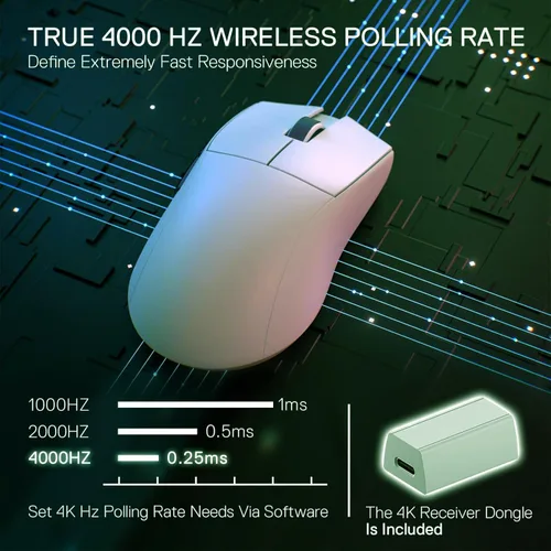 Vista 3 de E-YOOSO Ratón Bluetooth inalámbrico, mouse recargable, mouse para juegos de 26000 DPI con cable, ergonómico superligero, compatible con software