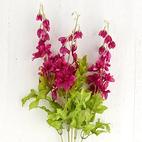 Vista 8 de Factory Direct Craft Poly Silk Beauty Pink Delphinium Floral Bush para decoración de interiores