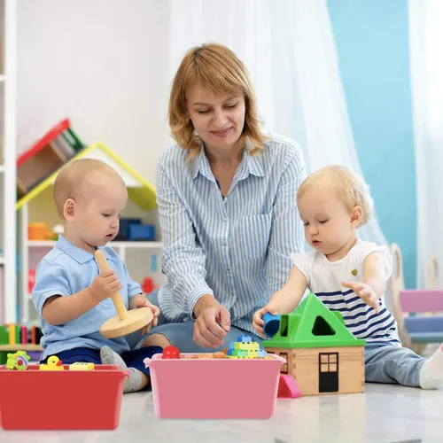 Vista 5 de Nsmykhg Contenedores de almacenamiento, paquete de 6 cubos pequeños apilables de plástico multiusos, colores mixtos