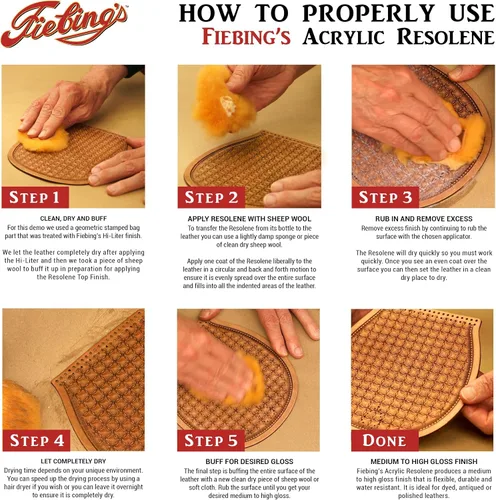 Vista 7 de Fiebing's Acrylic Resolene (4 onzas, negro) - Acabado protector de cuero acrílico - Capa superior flexible y resistente al agua para botas teñidas