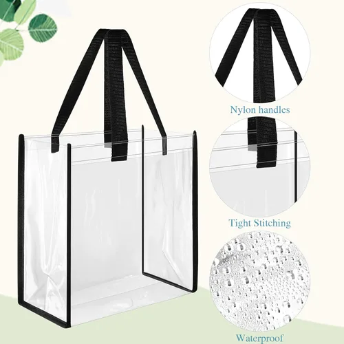 Vista 5 de Paterr 30 piezas de bolsas transparentes aprobadas para estadio, paquete al por mayor de 10 x 10 x 4 pulgadas, bolsas de regalo transparentes