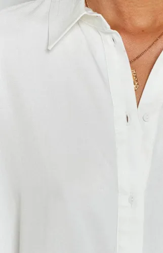 Vista 6 de Just Quella Camisa de gran tamaño con cuello abotonado blanco para mujer, Blanco
