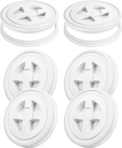 Vista 12 de Aodaer 4 tapas de sellado de 5 galones, tapa giratoria de plástico reutilizable para contenedor de almacenamiento de alimentos, comederos de pollo