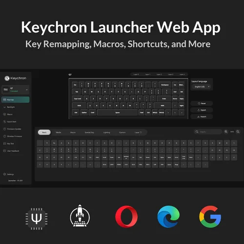 Vista 3 de Keychron Q7 Teclado mecánico personalizado con cable, 70% de diseño QMK/VIA macro programable con interruptor azul Gateron G Pro intercambiable