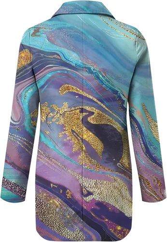 Vista 5 de Cárdigan de manga larga con solapa y estampado floral para mujer estilo casual con abertura frontal encantadora y bonita blusa de fiesta