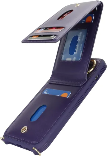 Vista 5 de Funda para iPhone 14 Pro Max con tarjetero para mujer, para iPhone 14 Pro Max, cartera con correa y ranuras para tarjetas de crédito, bandolera