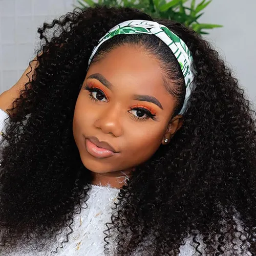 Vista 25 de Boopwine Peluca de cabello humano rizado con diadema para mujeres negras, 28 pulgadas, sin pegamento, sin encaje frontal, peluca de cabello virgen