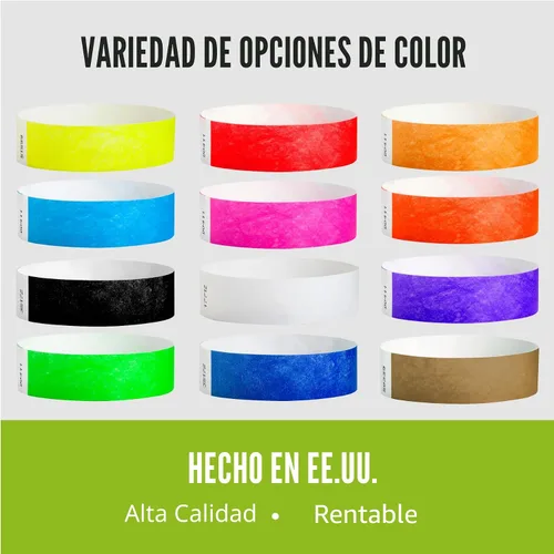 Vista 6 de 700 pulseras Wristco Tyvek para eventos, paquete variado de 7