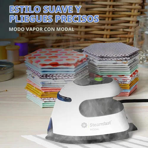 Vista 5 de Steamfast Modal - Plancha de vapor de doble voltaje para manualidades, suela antiadherente para arrugas persistentes, control de temperatura, tiempo