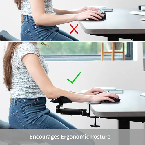 Vista 6 de VIVO Reposabrazos ajustable universal con abrazadera, cojín giratorio para codo de escritorio, soporte de brazo de plataforma de extensión sobre