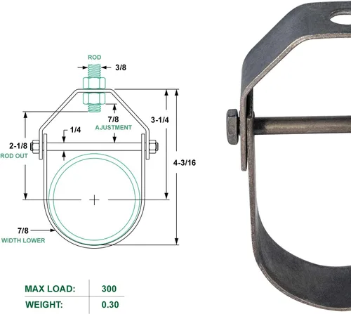 Vista 7 de Highcraft HCL-PL12-10 Clevis - Percha (acero sin revestimiento), HCL-PL112-10