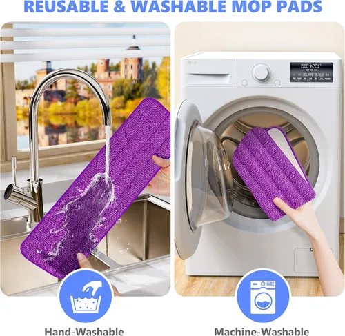 Vista 6 de Almohadillas de repuesto reutilizables compatibles con Swiffer PowerMop, repuestos de microfibra para mopa eléctrica, lavables a máquina