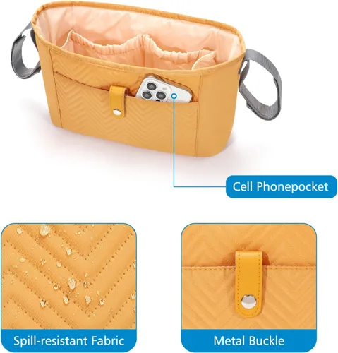Vista 6 de Accmor Organizador universal para cochecito, bolsa de cochecito, organizador de cochecito, accesorios para cochecito Uppababy, Baby Jogger, Nuna