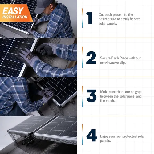 Vista 6 de Critter Guard PRO - Kit de rollo de prevención de pájaros para paneles solares de 6 pulgadas x 100 pies - Malla de alambre recubierta de PVC negro