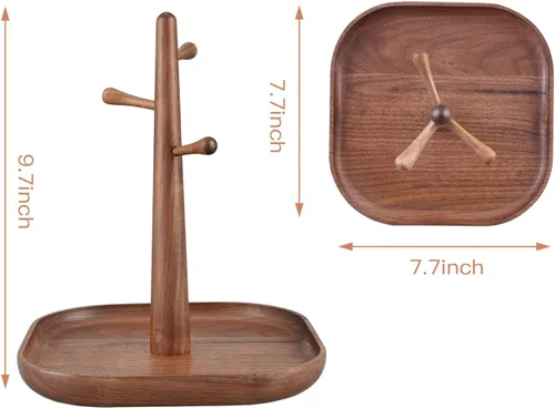 Vista 5 de Generic" C-Joy CJWKS01-WN - Llavero de madera hecho a mano, organizador decorativo de madera, organizador colgante para llaves de joyería (nogal)