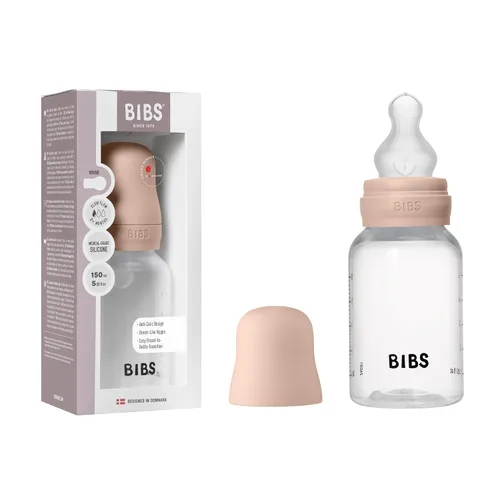 Vista 10 de BIBS Biberón de plástico, 5.1 onzas, paquete de 1, pezón de silicona, azul bebé
