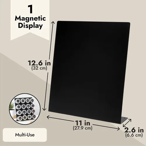 Vista 5 de Juvale Tablero magnético – Negro, 12.6 x 11 x 2.6 pulgadas – Tablero magnético de pie para escritorio y pared – Pantalla magnética para notas, fotos