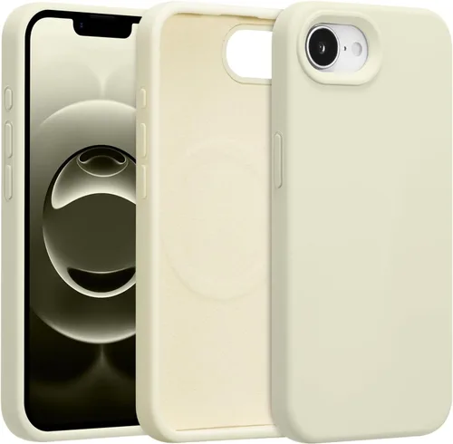 Vista 609 de Funda magnética de silicona para iPhone 13 Pro, color blanco antiguo [Compatible con Magsafe] [Forro de microfibra suave antiarañazos], funda