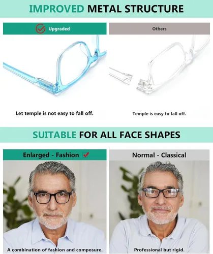 Vista 4 de Eyekepper Paquete de 5 lentes de lectura grandes – Lectores cuadrados para hombres y mujeres +0.50