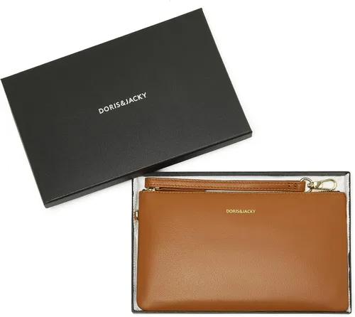 Vista 6 de DORIS&JACKY Bolso de mano pequeño de cuero para mujer, delgado, delgado, de piel de cabra, para teléfono celular, con correa