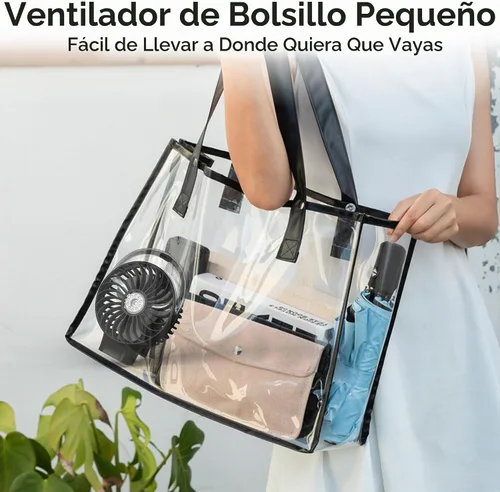 Vista 7 de COMLIFE Ventilador de nebulización portátil de mano, funciona con batería recargable de 3000 mAh, plegable de 180°, mini ventilador personal