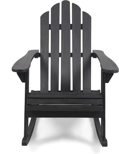 Vista 5 de Christopher Knight Home Cara Adirondack - Silla mecedora de madera de acacia para exteriores, acabado gris oscuro