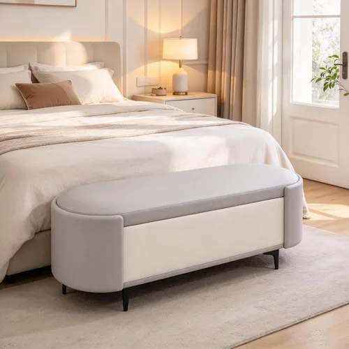 Vista 12 de Storage Bench for Bedroom,Entryway Ottoman with Seating,Edge Footrest Stool