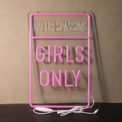 Vista 9 de Luz de neón "Girls Only", arte de pared LED para habitación de niñas, club, cueva, dormitorio, rincón de estudio o espacio de reunión de mejores