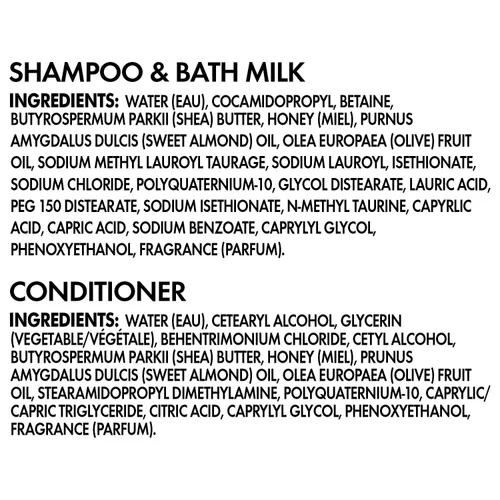 Vista 3 de SheaMoisture Baby Essentials, champú nocturno y leche de baño + acondicionador profundo, miel de manuka y lavanda, probado por pediatras