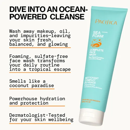 Vista 7 de Pacifica Dúo de lavado facial – Limpiador iluminador con vitamina C Glow Baby + limpiador suave de espuma de mar, juego de lavado facial exfoliante