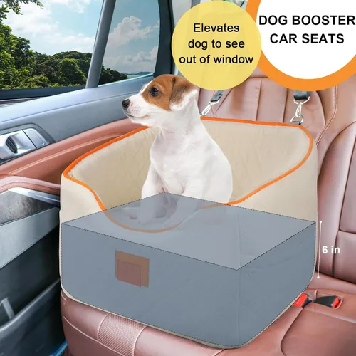 Vista 3 de XIEEAOZEE Asiento de automóvil para perros pequeños, asiento elevado de espuma viscoelástica para perros de hasta 35 libras, asiento elevado