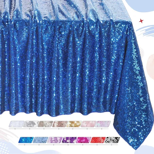 Vista 36 de Mantel de lentejuelas brillantes, color azul bebé, 50 x 80 pulgadas, tela