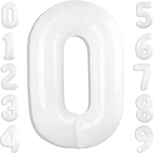 Vista 363 de Globos con números de 40 pulgadas, color negro, para decoraciones de cumpleaños de 10 a 100 años Jumbo 40In & Vibrant Color, With Hanging Holes