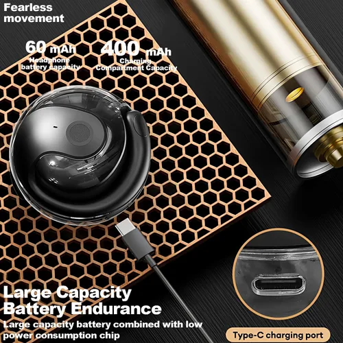 Vista 3 de Auriculares de conducción ultra ósea abiertos con audio inmersivo y llamadas claras, auriculares inalámbricos Bluetooth de ajuste estable, graves