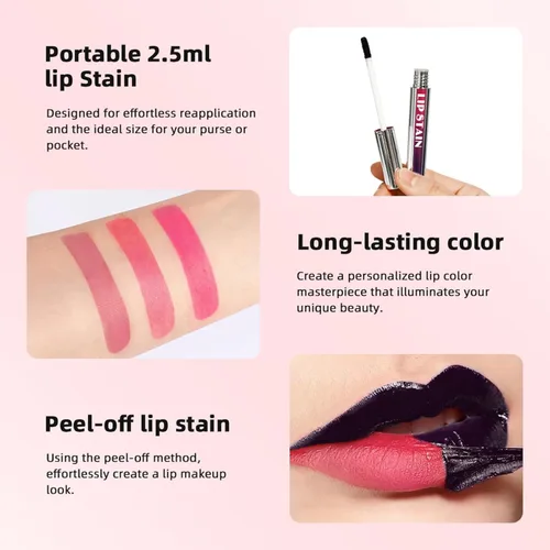 Vista 6 de 3 unidades de tinte de labios despegable, tinte de labios de larga duración, delineador de labios impermeable, delineador de labios que se despega