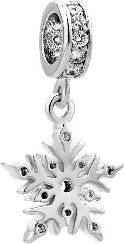 Vista 3 de LovelyJewelry - Cuentas colgantes de copo de nieve para pulseras europeas