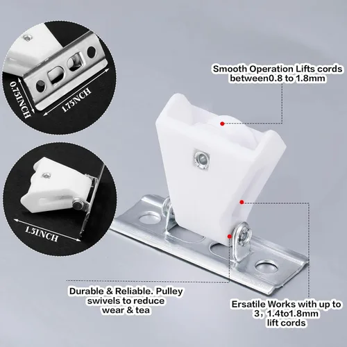Vista 2 de 10 poleas romanas de plástico blanco, mecanismo de bloqueo de cordón de plástico blanco, accesorios de persiana romana, piezas para persianas