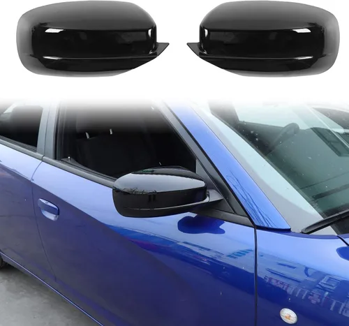 Vista 8 de Voodonala Espejo lateral de fibra de carbono para Dodge Charger 2010-2025+ y Chrysler 300C, 2 piezas de plástico ABS, triangular, derecho e Fibra