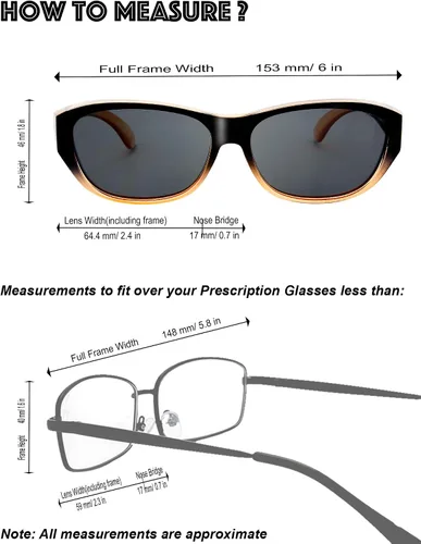 Vista 4 de Gafas de sol polarizadas The Fresh HD para gafas de sol anchas con prescripción en caja de regalo