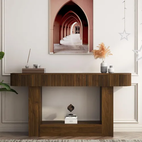Vista 16 de SSLine Mesa consola de madera de 65 pulgadas, mesas estrechas y largas para sofá detrás del sofá, mesa de entrada para sala de estar, pasillo