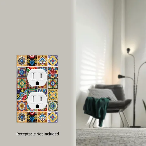 Vista 29 de Placas de interruptor de luz de doble palanca con diseño de tortuga marina y estrella de mar del océano, cubiertas de tomacorriente de 2 gang A1