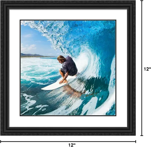 Vista 7 de ArtDirect Marco de madera ornamentado negro enmarcado personalizado de 12 x 12 pulgadas y tu foto o arte. Sube cualquier imagen y la imprimiremos
