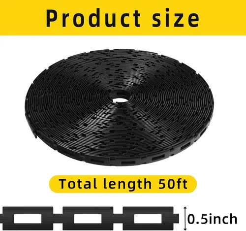 Vista 2 de CODREE 50 pies de correa de plástico con candado de cadena para árbol - Correas ajustables de soporte de árbol de 1/2 pulgada de ancho para estacar