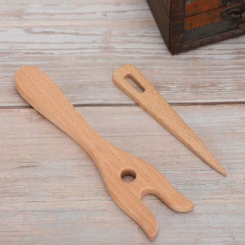 Vista 2 de Yosoo Health Gear Herramientas de tejer - Tenedor, herramientas de tejido de madera para pulseras, collares y proyectos trenzados
